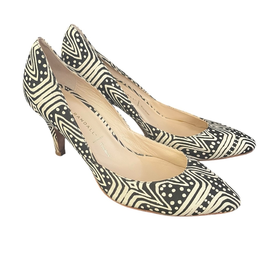 Loeffler Randall Black and Cream Patterned Heels